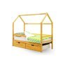 Детская кровать-домик Бельмарко Svogen натура (без покрытия) с ящиками и бортиком