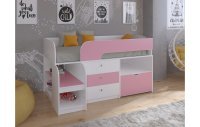 Кровать чердак Астра 9 V5 Белый/Розовый