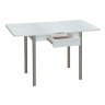Эко 80х60 стол обеденный раскладной с ящиком / бетон белый/металлик