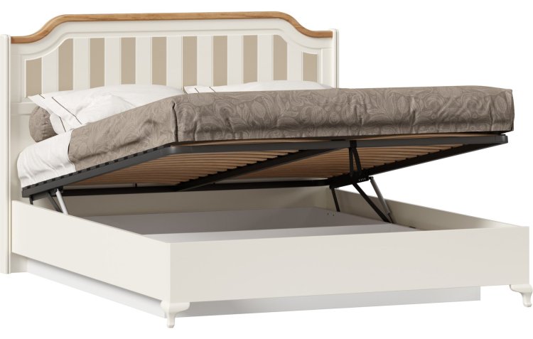 Вилладжио Кровать двуспальная 1600 с подъёмным механизмом (Алебастр/Дуб Золотой)