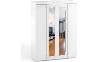 Шкаф 4-х дверный с 2-я зеркалами Италия ИТ-60 белое дерево