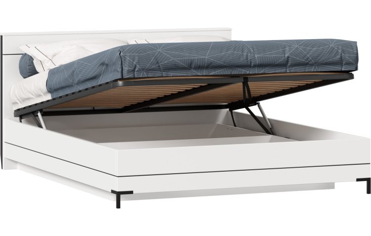 Норд Кровать двуспальная 1600 с подъемным механизмом (Белый/Черный)