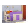 Кровать чердак Астра 9 V2 Дуб молочный/Фиолетовый