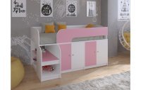 Кровать чердак Астра 9 V2 Белый/Розовый