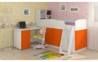 Детская кровать-чердак Дюймовочка-1, Белый / Оранжевый