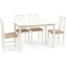 Обеденный комплект эконом Хадсон (стол + 4 стула)/ Hudson Dining Set, ivory white (слоновая кость)