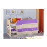 Кровать чердак Астра 9 V3 Дуб молочный/Фиолетовый