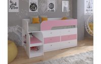 Кровать чердак Астра 9 V3 Белый/Розовый