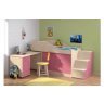Детская кровать-чердак Дюймовочка-3 без лестницы, Дуб молочный / Розовый