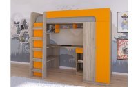 Кровать чердак Астра 10 Сонома/Оранжевый
