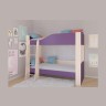 Кровать двухъярусная АСТРА 2 Дуб молочный/Фиолетовый без ящика