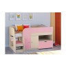 Кровать чердак Астра 9 V4 Дуб молочный/Розовый